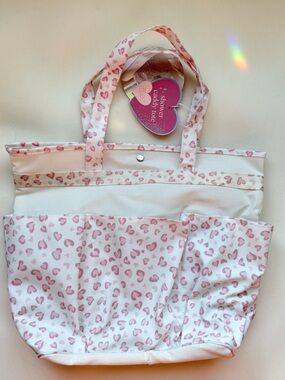 New With Tag Maddy by Envogue Pink And White Shower Caddy Tote